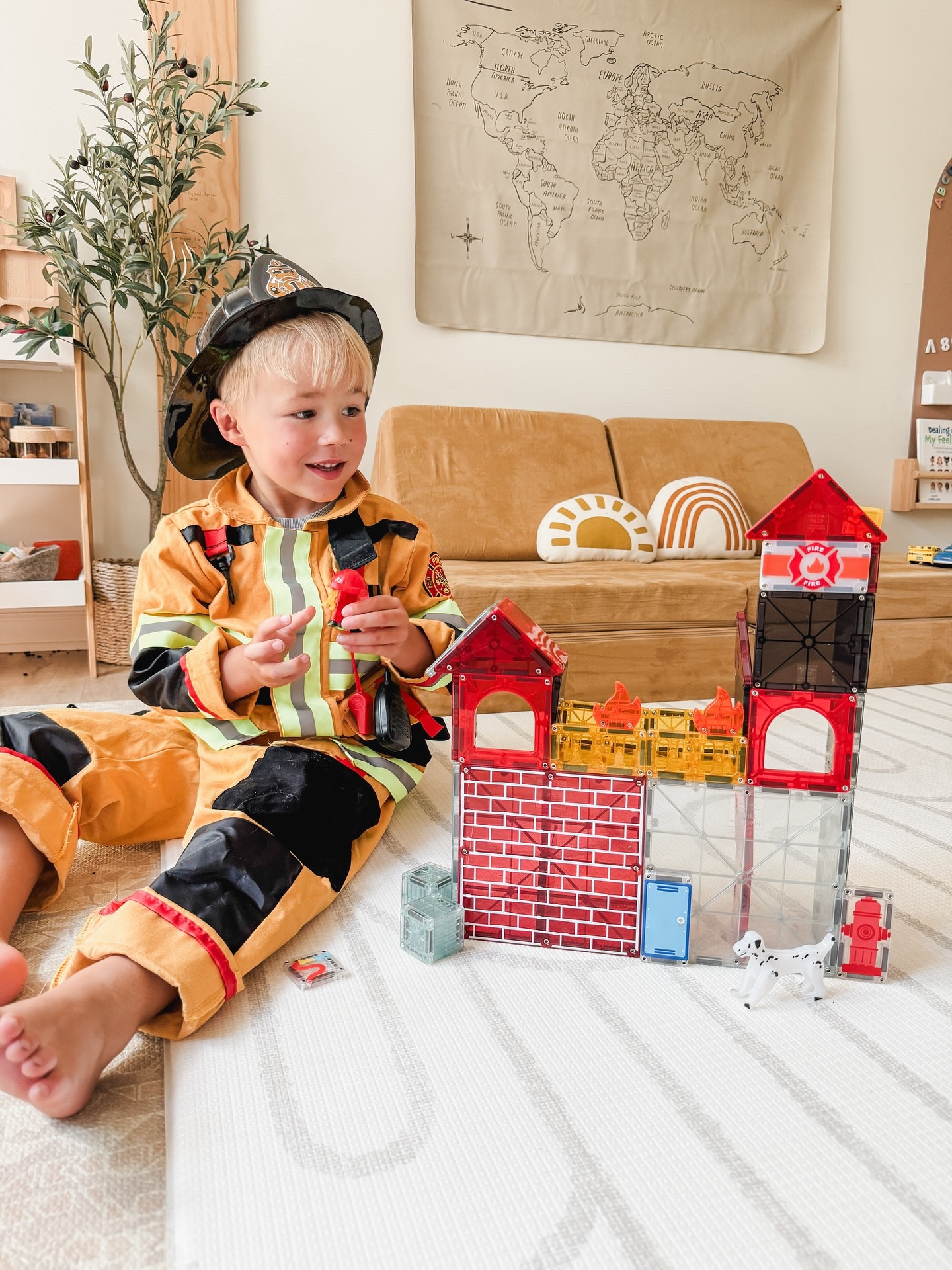 I’ve never seen a happier firefighter 😆 theyre already talking about Halloween costumes, so this new Fire Station @magnatiles set was perfect timing! They haven’t stopped driving this fire truck around 🥹



#LTKFamily #LTKKids