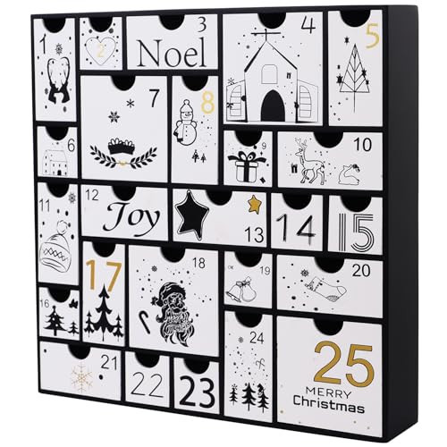 Juegoal Advent Calendar, 11.8'' Black Wooden Advent Calendars with 25 Storage Drawers Countdown to Christmas 2025, Christmas Advent Holiday Decor | Amazon (US)