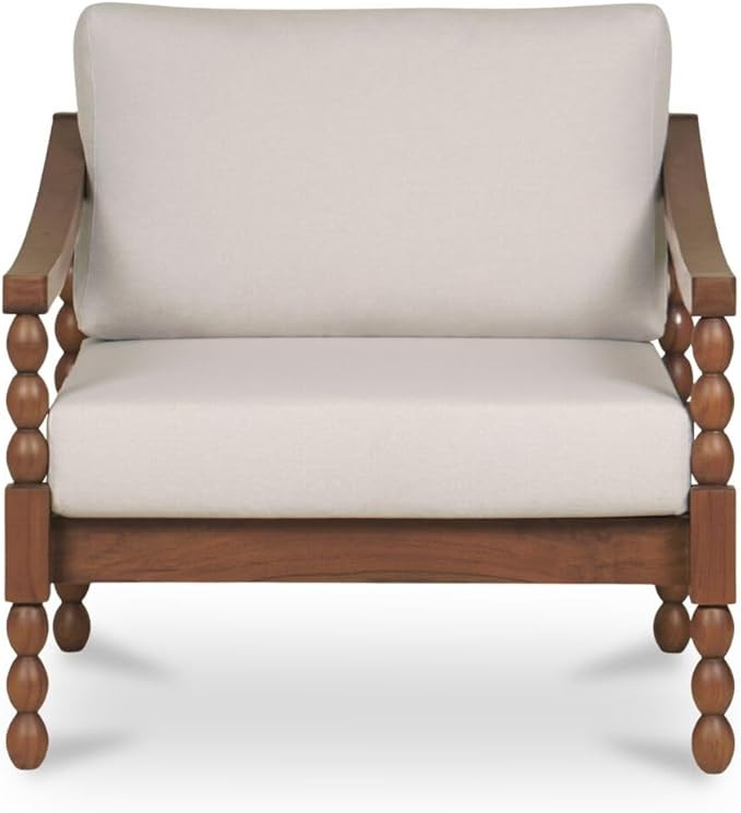 Noreva Outdoor Chair, Solid Teak Frame, Quick-Dry Foam Cushions, Fixed Back, Brown | Amazon (US)