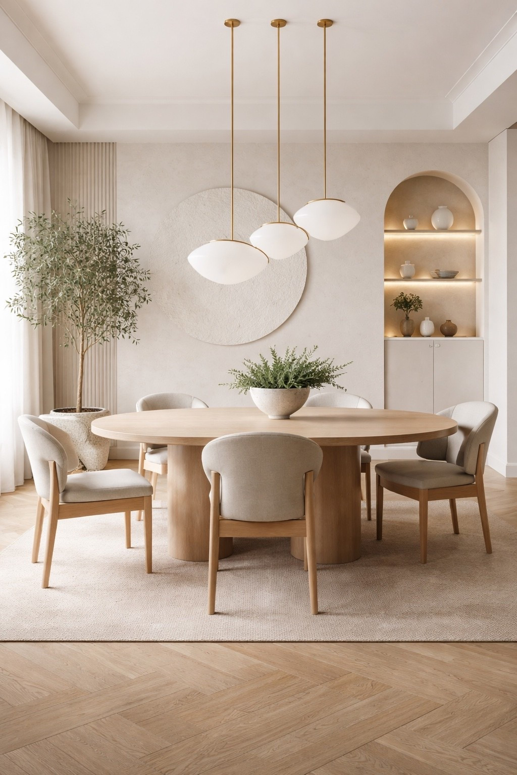 A calm neutral dining room with warm wood tones, sculptural lighting, and a clean modern organic look.

#diningroomideas #neutraldiningroom #modern diningroom #diningroomdecor #homedecor #interiordesign #organicmodern #warmminimalism #neutralhome #beigehome #minimalhome #softminimalism #diningtabledecor #pendantlighting #homeinspo #designinspo #wayfairhome #ltkhome #ltkdecor #ltkdesign #ltkfinds #ltkit #shopthelook #pinteresthome #modernhome #serenehome #decorinspo #cozyhome #elegantinteriors #diningroominspo