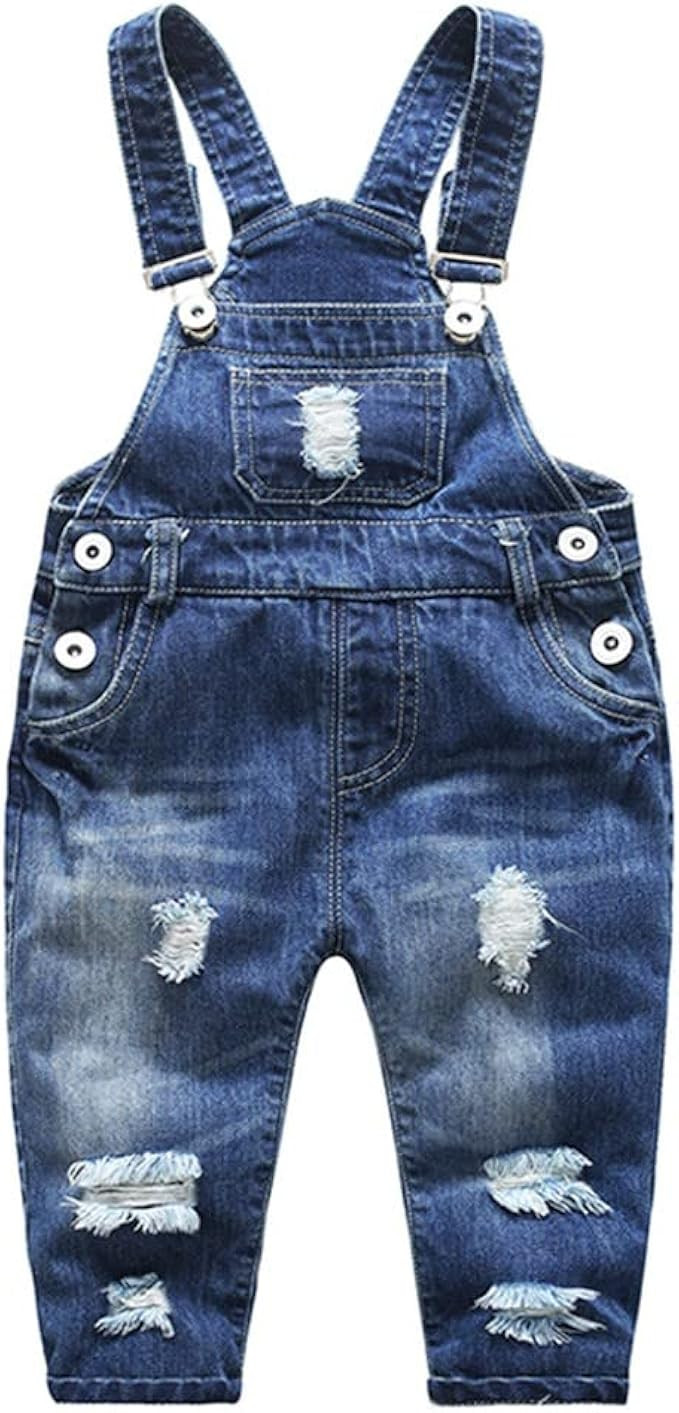 KIDSCOOL SPACE Baby Girl Boy Jean Overalls,Little Kid Bib Pocket Denim Workwear | Amazon (US)