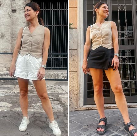 AMAZON- Europe Vacation look

I styled this button down tan vest two different ways. I first styled it with white linen drawstring shorts and Reebok vintage white sneakers. I then styled it with a black mini high slit wrap skort and chunky double strap leather sandals.



#LTKSeasonal #LTKFindsUnder50 #LTKStyleTip