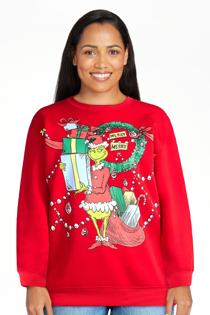 Dr Seuss The Grinch Women's Light Up Front Back Graphic Sweatshirt with Long Sleeves, Sizes XXS-X... | Walmart (US)