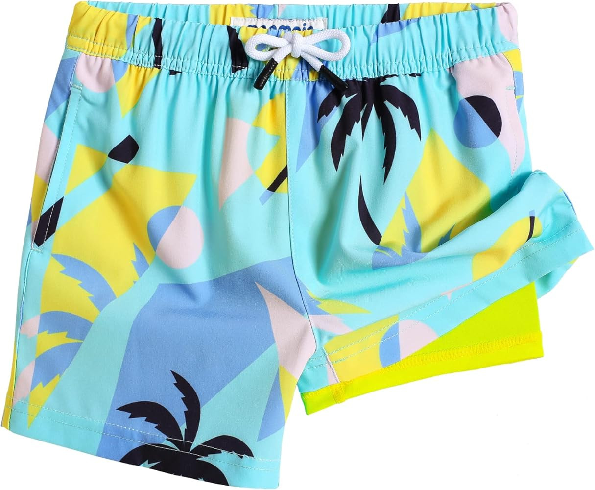maamgic Boys Swim Trunks with Compression Liner Toddler Stretch Swim Shorts | Amazon (US)