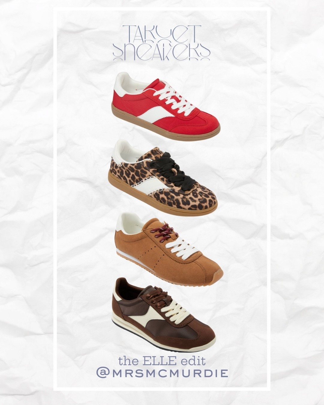 Classic shapes, fun pops of color, and under-$40 price tags? Yes, please. These Target sneakers are giving major retro vibes — and I’m not mad about it. Linked all four styles that’ll carry you straight through fall (and beyond)!

#TargetStyle #SneakerSeason #LTKunder50 #CasualCool #FallSneakers #TheElleEdit #LTKshoecrush


#LTKShoeCrush #LTKOver40 #LTKFindsUnder50