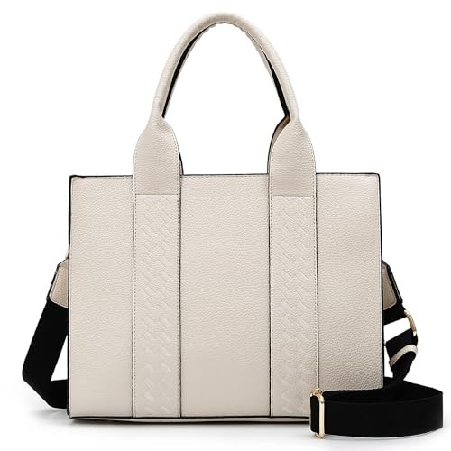 ToLFE Tote Bags for Women Top Handle Satchel Purses and Handbags PU Leather Shoulder Hobo Bags (Beige) | Amazon (US)