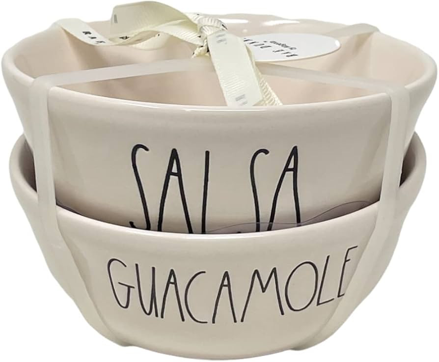 Rae Dunn GUACAMOLE + SALSA Bowl set of 2 Ceramic - 5 in | Amazon (US)