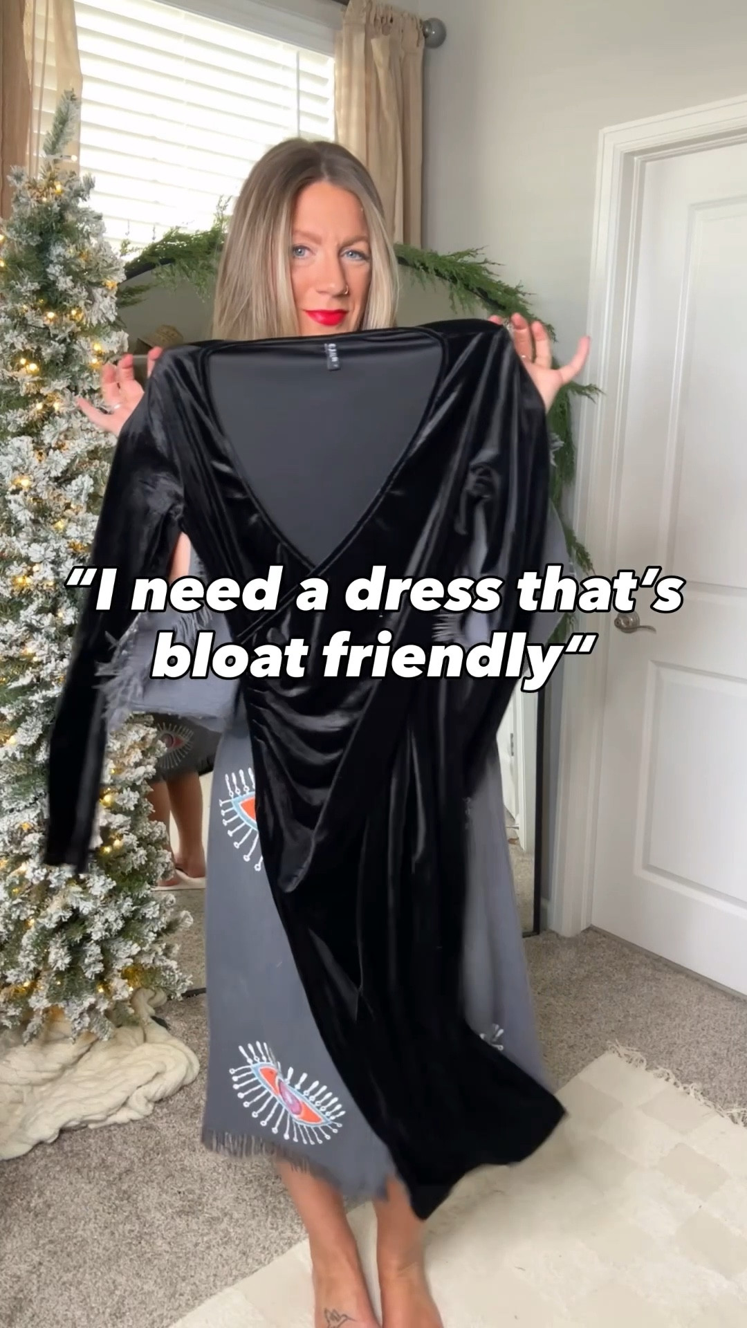 Bloat friendly dress for holiday party, NYe or even a winter wedding guest! Wearing a large, tts. 

#LTKTall #LTKOver40 #LTKHoliday