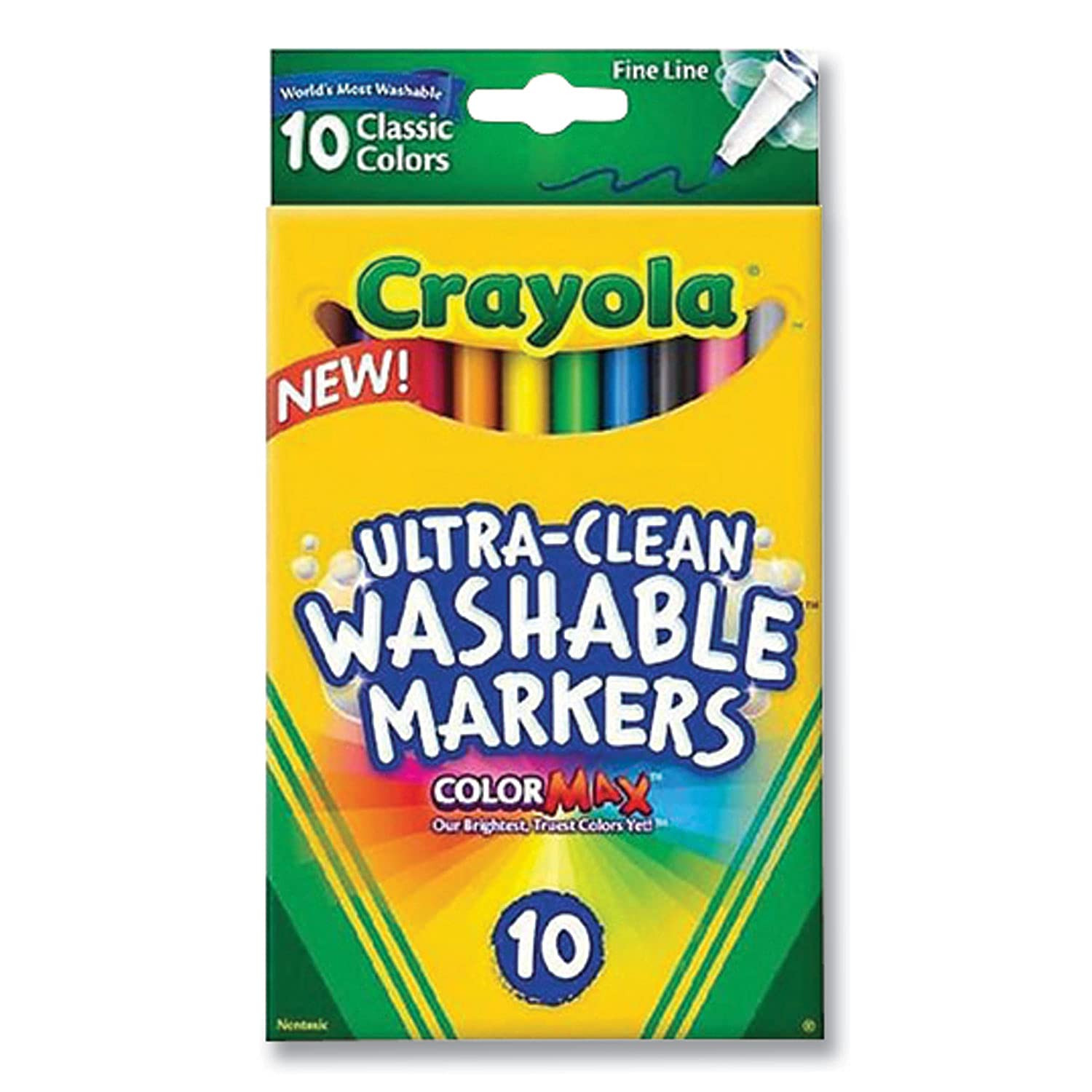 Crayola Ultra-Clean Washable Markers, Fine Line Multicolor, 10 Count | Amazon (US)