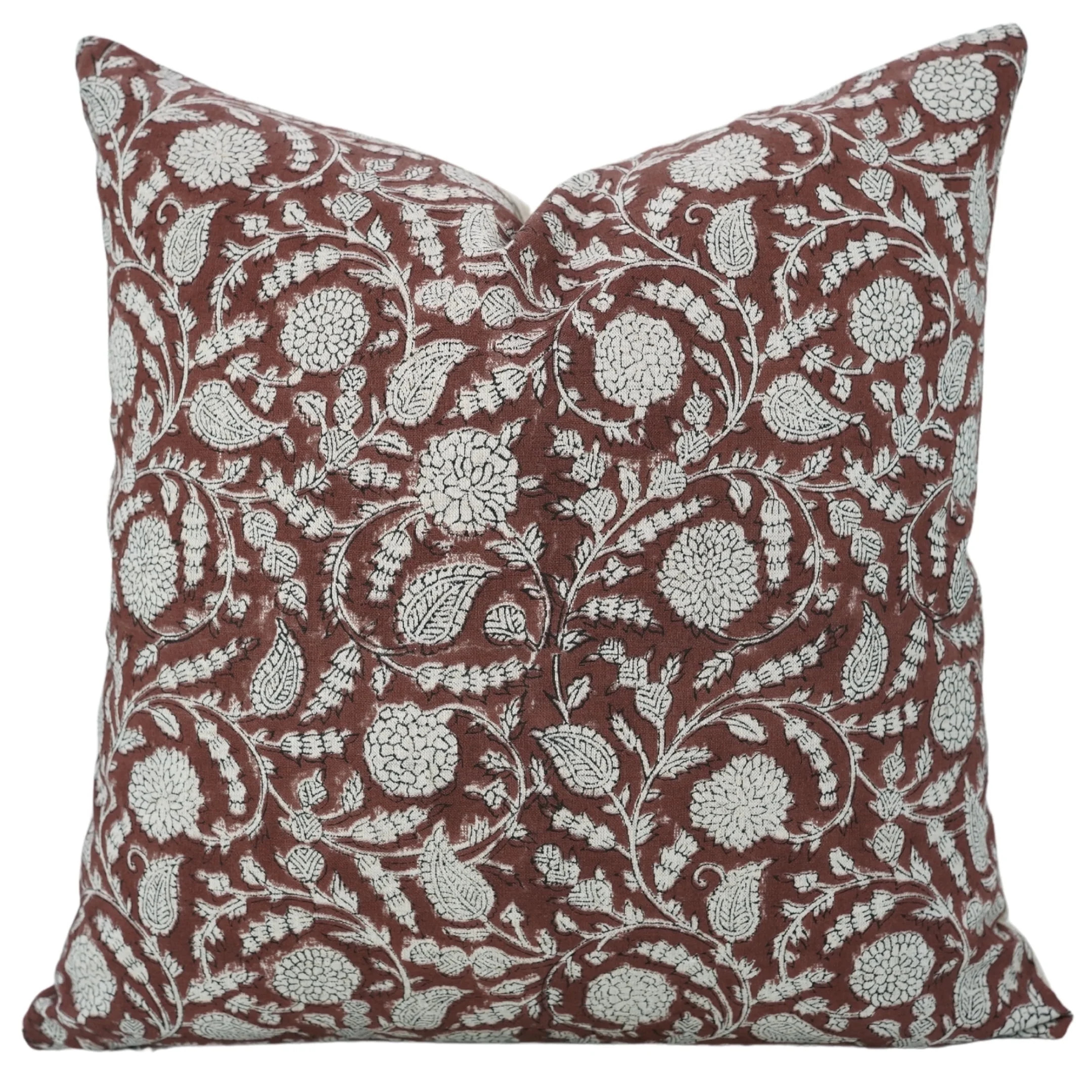 Fabdivine Throw Pillow Cover with Hand Block Print Decorative, 18"X18", Red, Gopi - Walmart.com | Walmart (US)