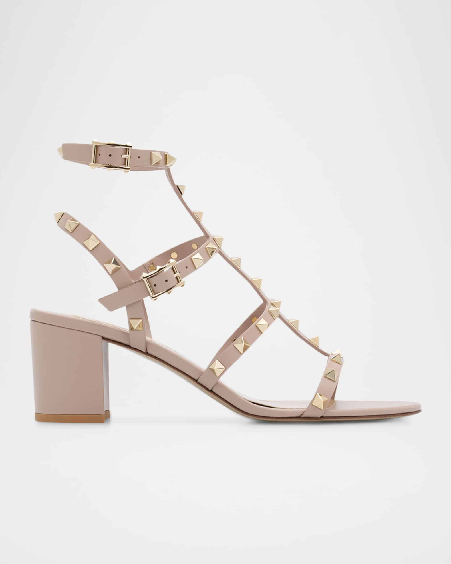 60mm Rockstud Leather City Sandals | Neiman Marcus