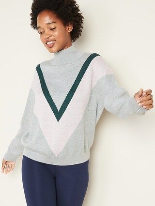 Color-Blocked Chevron Turtleneck Sweater for Women | Old Navy (US)