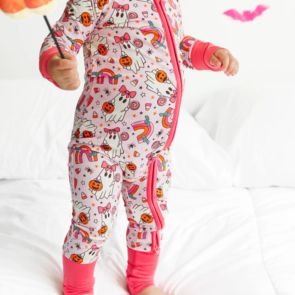 ZIP ROMPER - Pink Ghosts | millie + roo