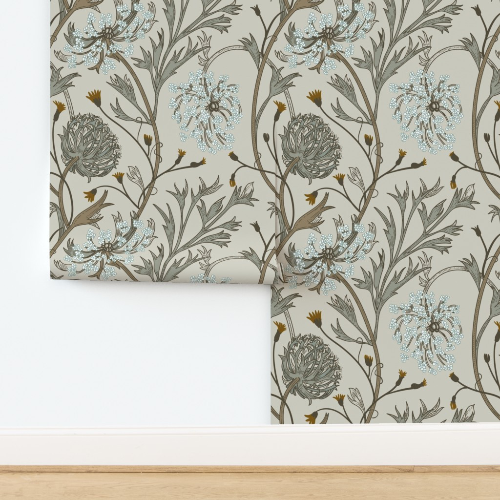 Queen Anne color variation 2 7d9a8f Wallpaper | Spoonflower | Spoonflower