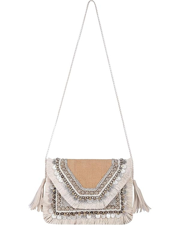 Straw Crossbody Bag Straw Shoulder Bag Straw Clutch Women Hand-embroidered clutch Summer Beach En... | Amazon (US)