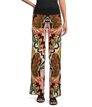 Abstract Print High Waist Straight Leg Coordinating Pants | Dillard's
