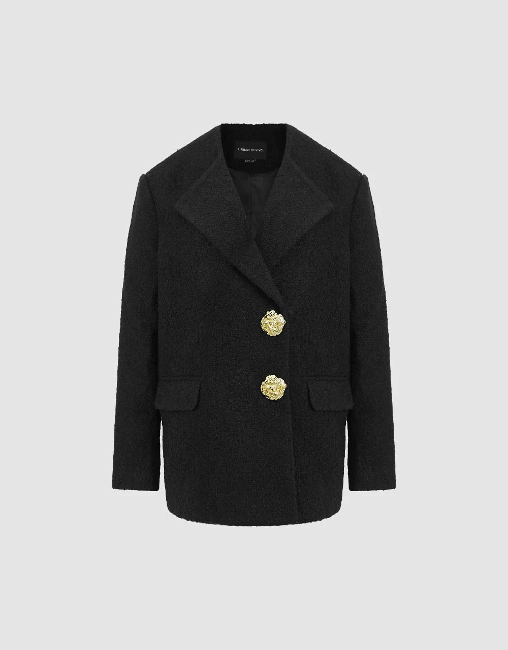 Tweed Blazer Coat With Fake Pockets | Urban Revivo