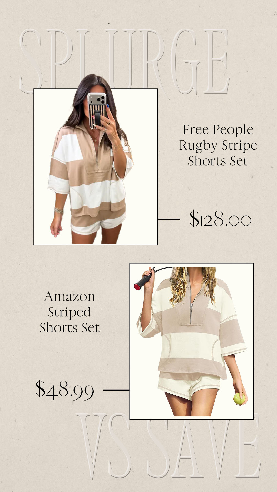 Splurge vs Save | Save vs Splurge | Free People Set | Free People Rugby Set | Amazon Look for Less 

 #LTKootd #LTKSeasonal