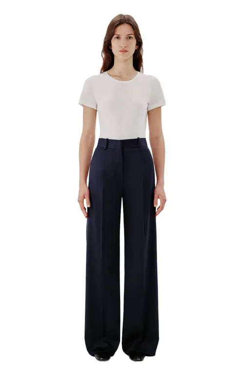 Another Tomorrow WIDE LEG SUIT PANT in Navy at Nordstrom, Size 50 It | Nordstrom