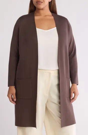 CYRUS Two Pocket Long Cardigan in Roasted Cocoa at Nordstrom Rack, Size 1X | Nordstrom Rack