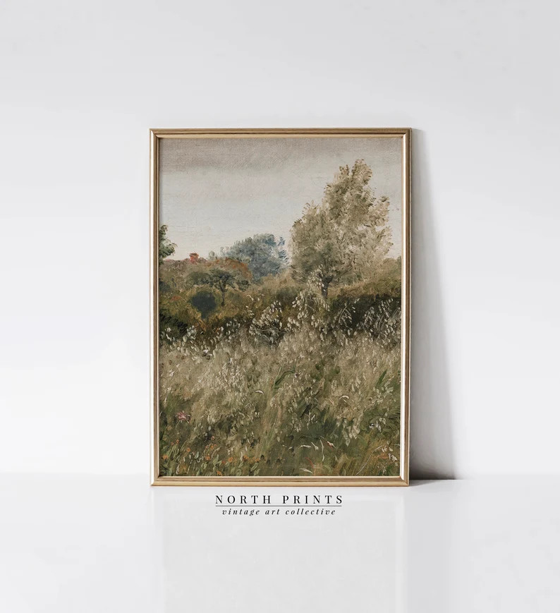 PRINTABLE Vintage Cottage Landscape Painting | Farmhouse Kitchen Wall Art Digital Download | 5-78... | Etsy (US)