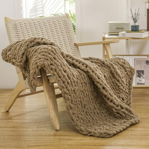WESHIONGOO Chunky Knit Blanket Throw 40"×40" Knitted Throw Blankets for Couch Bed Fluffy Soft Bl... | Amazon (US)