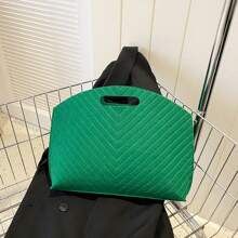 Chevron Square Bag Felt Green Clutch Bag | SHEIN