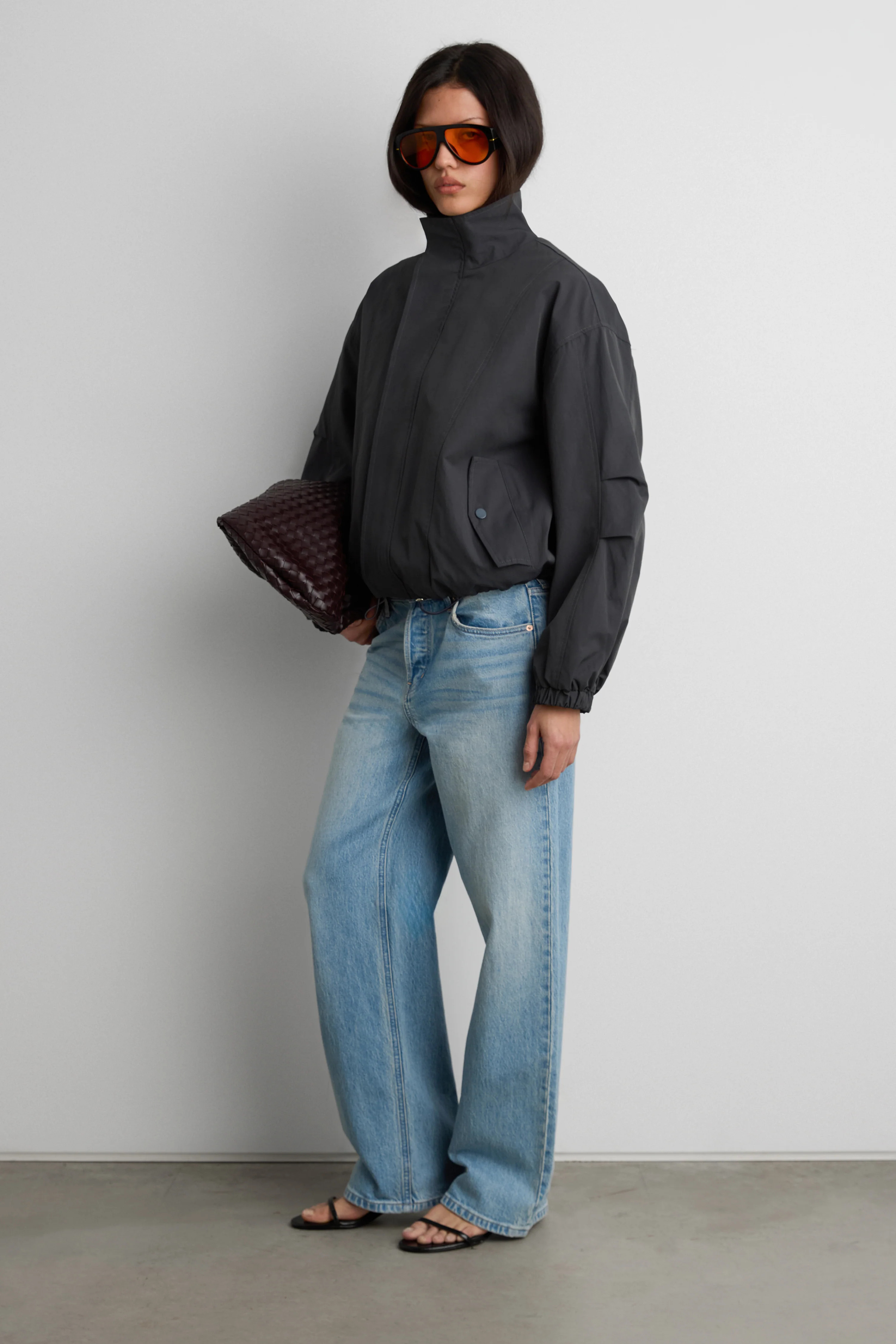 HIGH FUNNEL NECK CROPPED DRAWSTRING JACKET | OAK + FORT