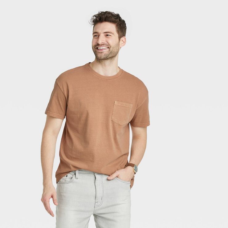 Men&#39;s Short Sleeve Garment Dyed T-Shirt - Goodfellow &#38; Co&#8482; Brown XL | Target