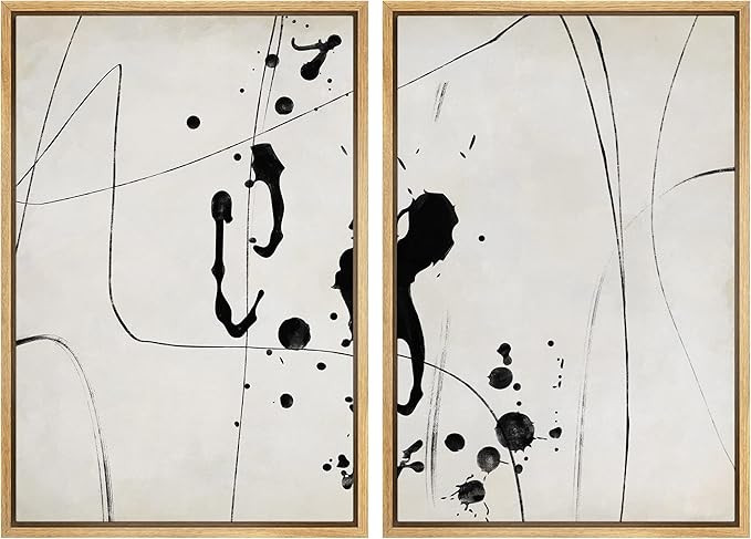 MUDECOR Framed Canvas Print Wall Art Set Grunge Ink Blot Paint Splatter Collage Abstract Shapes I... | Amazon (US)