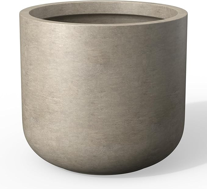 Kante 17.3-Inch Dia Round Concrete Planter, Indoor & Outdoor Garden Pot with Drainage Hole & Rubb... | Amazon (US)