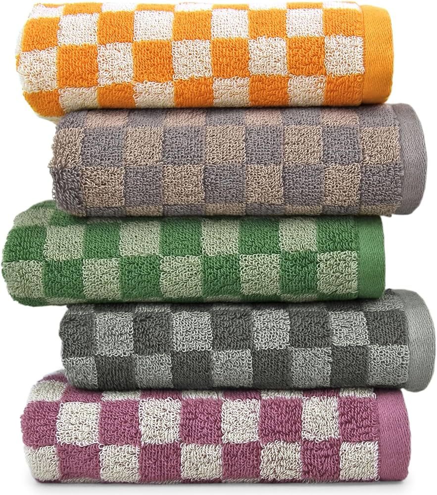 Jacquotha 5 Pcs Hand Towels Checkered - Cotton Towels for Bathroom Kitchen Guest, Retro Cute Hand... | Amazon (US)