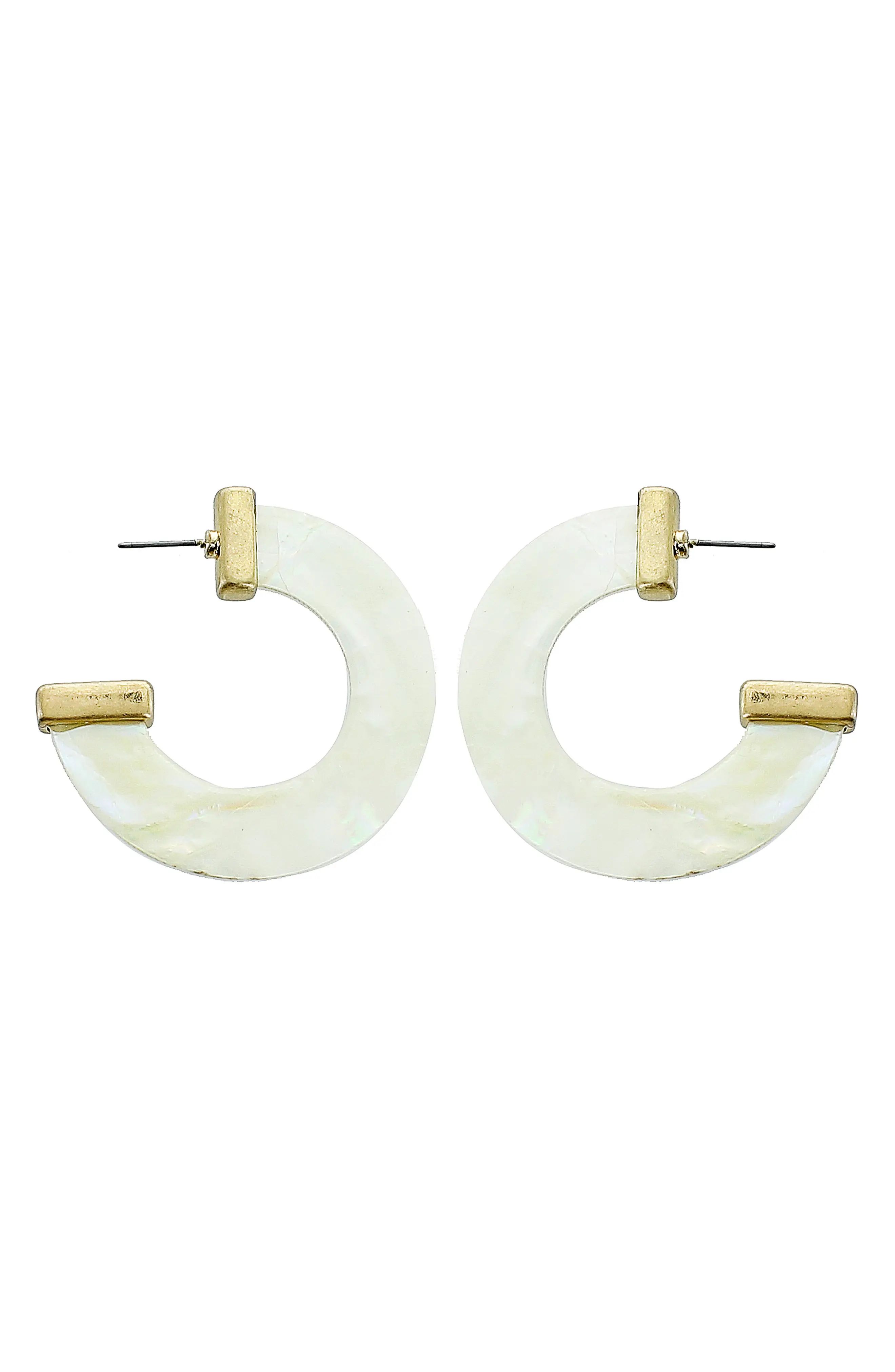 Women's Panacea White Shell Huggie Hoop Earrings | Nordstrom