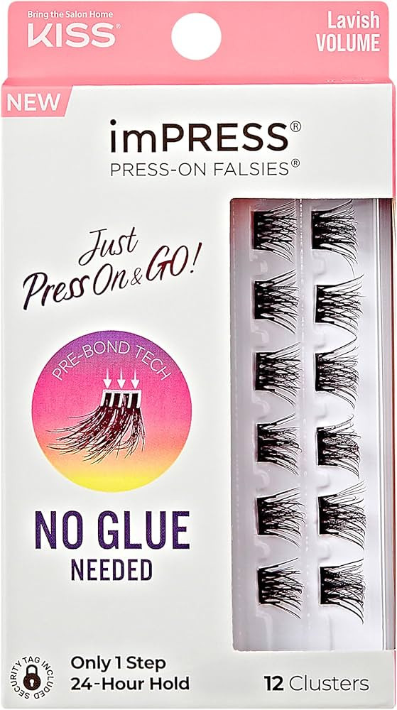 Amazon.com: KISS imPRESS False Eyelashes, Lash Clusters, Falsies, Lavish Volume', 12mm-14mm, Incl... | Amazon (US)