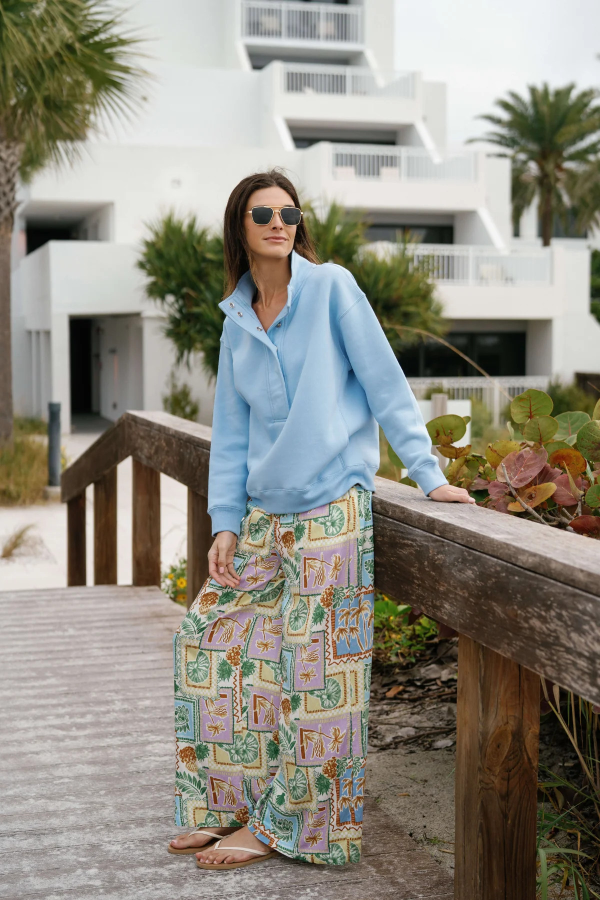 Ocean Drive Snap Polo Sweatshirt | Social Threads