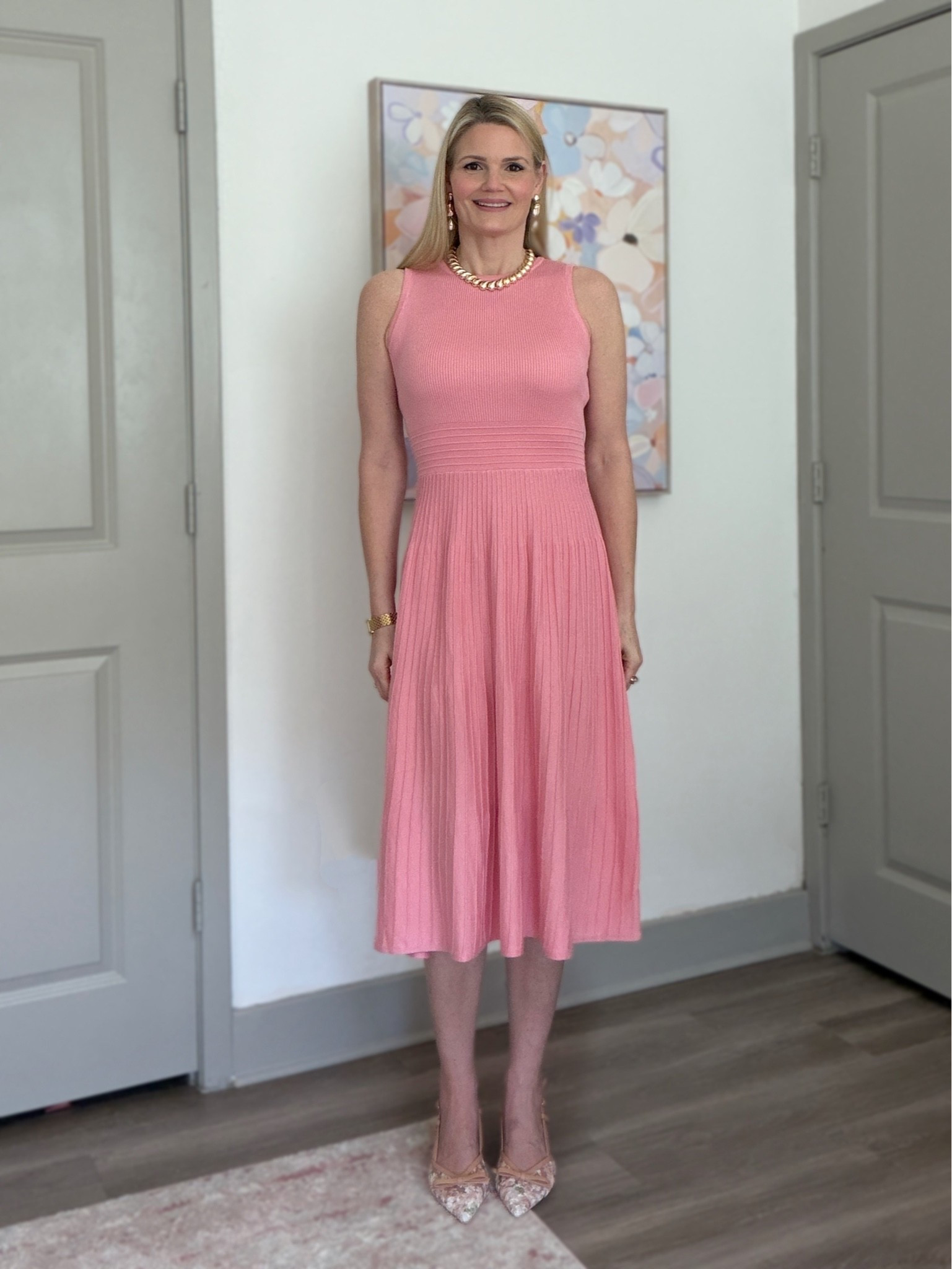 Amazon midi dress on lighting deal right now! Wearing the size small. Shoes fit true to size.
