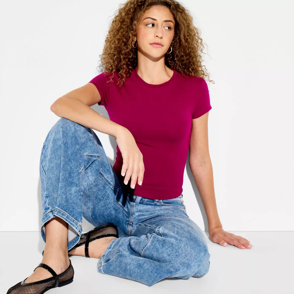 Women's Short Sleeve Crewneck T-Shirt - Wild Fable™ Berry Purple M | Target