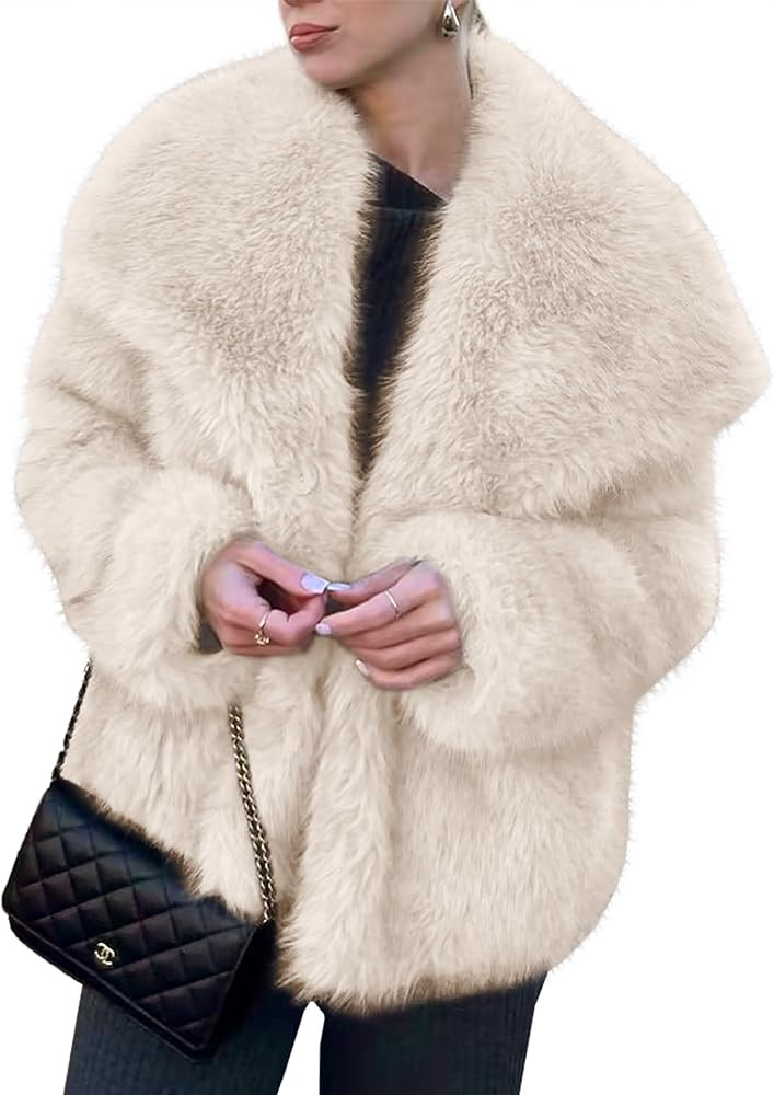 Simplee Womens Faux Fur Coat Long Sleeve Fluffy Lapel Shaggy Jacket Winter Casual Warm Fuzzy Shor... | Amazon (US)