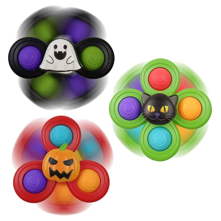 Jofan 3 Pack Halloween Suction Cup Spinner Toys Sensory Bath Toys for Toddlers Kids Halloween Tre... | Amazon (US)