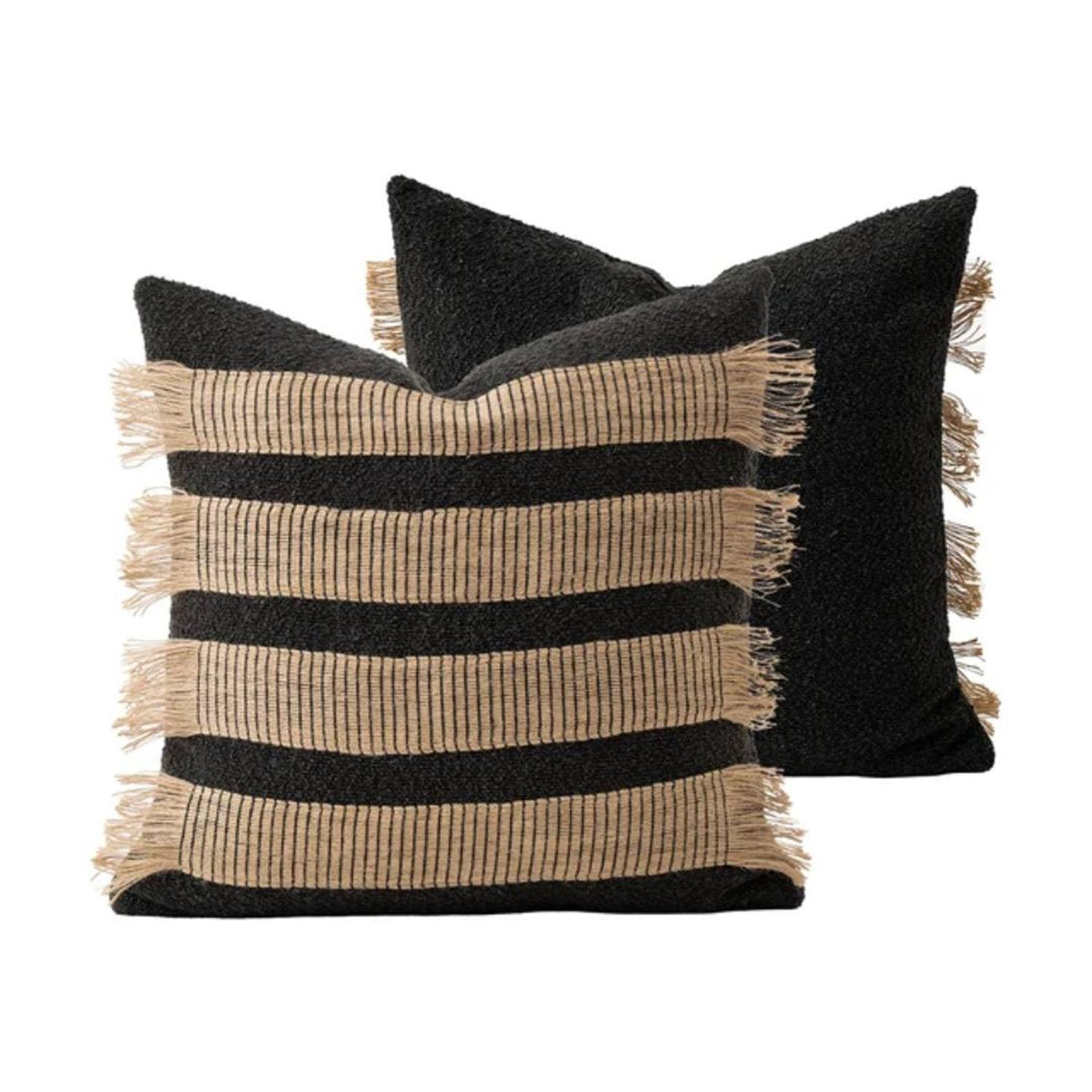 MOCOFO Handwoven Jute Cotton Striped Pillow Covers, Wabi Sabi Boho Farmhouse Decorative Throw Cus... | Amazon (US)