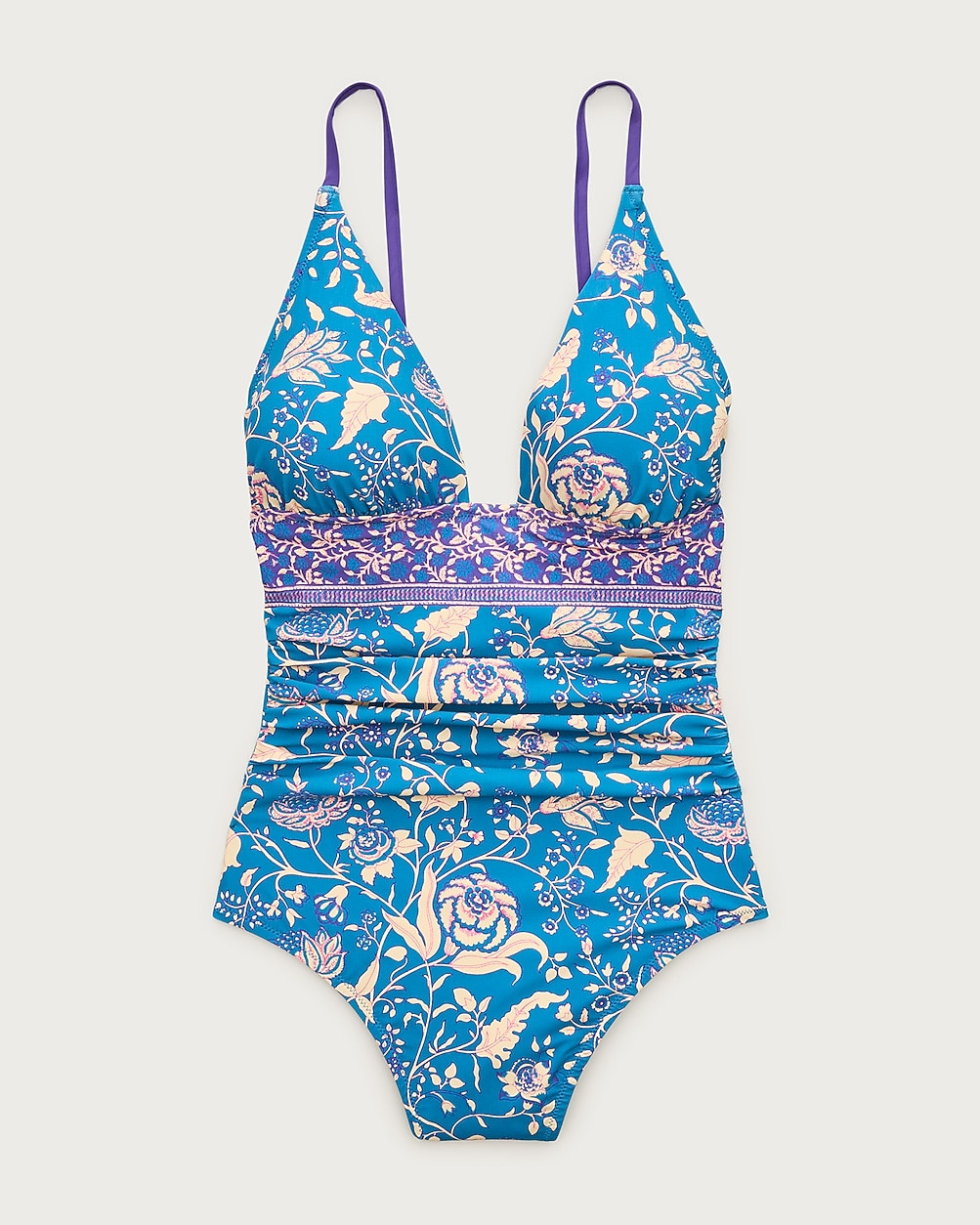 Ruched V-neck one-piece in floral print | J. Crew US