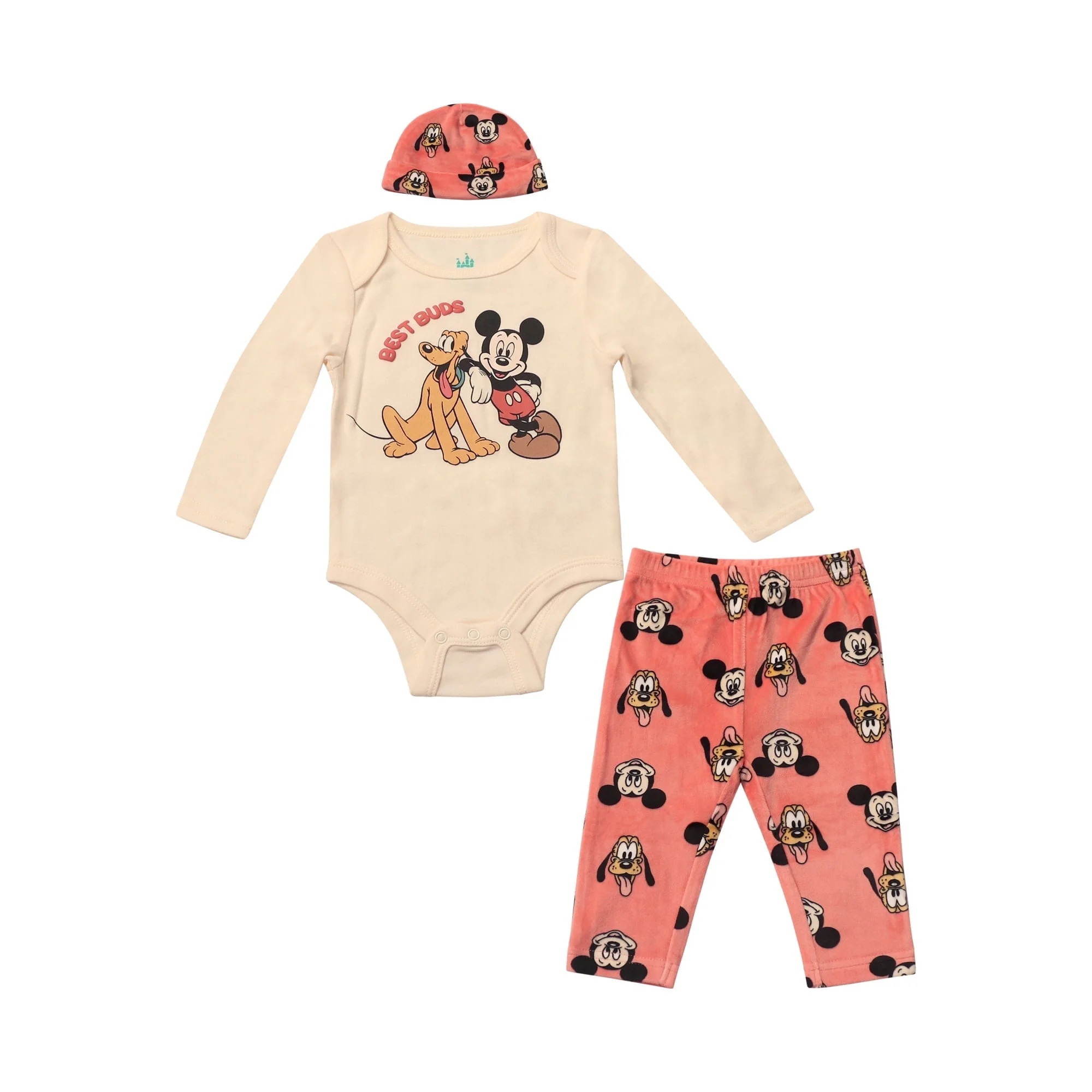 Disney Clothes Baby Boys Bodysuit, Pants & Hat 3-Piece Outfit Set – Mickey Mouse, Lion King, St... | Walmart (US)