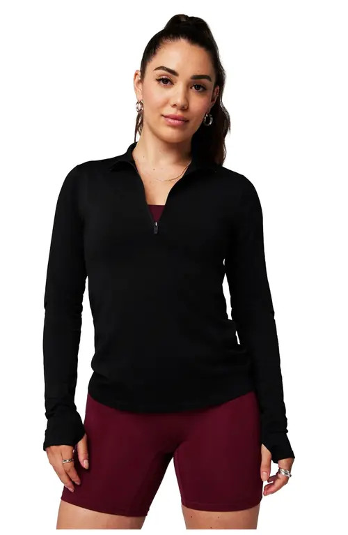 Fabletics Women's Feather Tech+ Half-Zip Top in Black at Nordstrom, Size Xx-Large | Nordstrom