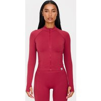 Dark Red Seamless Panel Jacket | PrettyLittleThing US