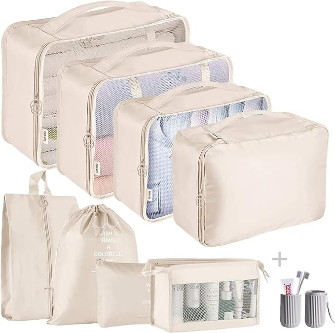 HYan Packing Cubes - 9 PCS Travel Luggage Organizers Set Waterproof Suitcase Organizer Bags Cloth... | Amazon (US)