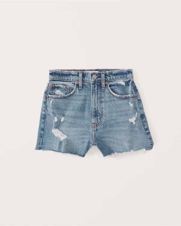 Women's Curve Love High Rise Mom Shorts | Women's The A&F Getaway Shop | Abercrombie.com | Abercrombie & Fitch (US)