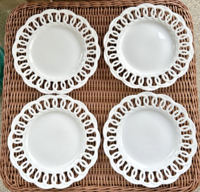 Home Essentials Basic Porcelana Salad Plates Pierced 4 White 8" New with Tags | eBay US