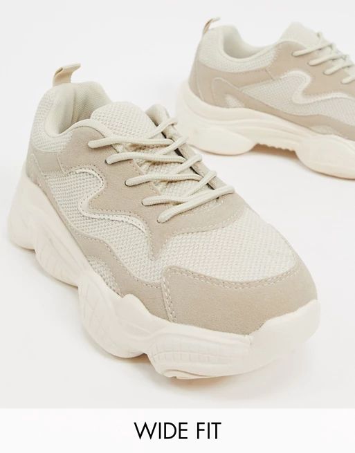 Truffle Collection wide fit chunky sneakers in beige | ASOS (Global)