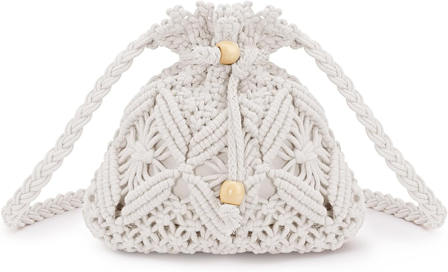 Peicees Drawstring Crochet Bag Purse- Woven Crossbody Purse For Women Summer Beach Vacation Trave... | Amazon (US)