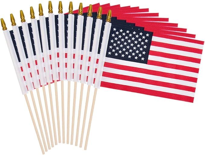 Uelfbaby 12 Pack Small American Flags Small US Flags/Mini American Flag on Stick 8x12 Inch US Ame... | Amazon (US)